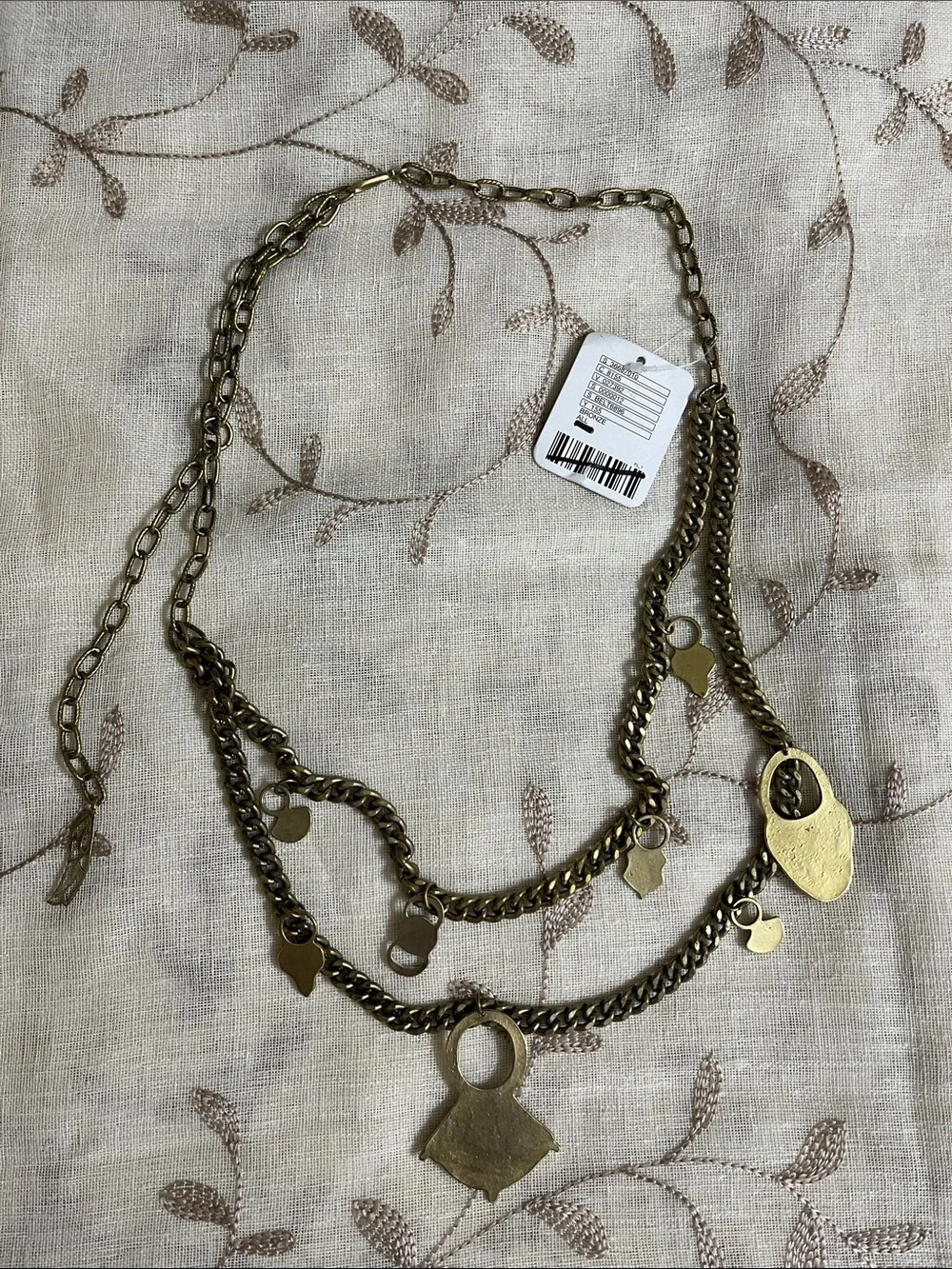 Free People Antiqued Gold Multi-Charms Chain Belt